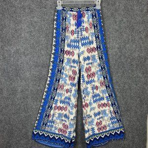 Flying Tomato Wide Leg Lounge Pants Women XS Aztec Pattern Elastic Waist Pull On